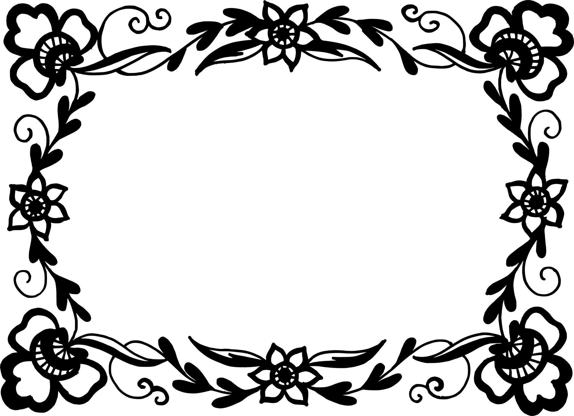 Elegant Floral Frame Vector PNG Image