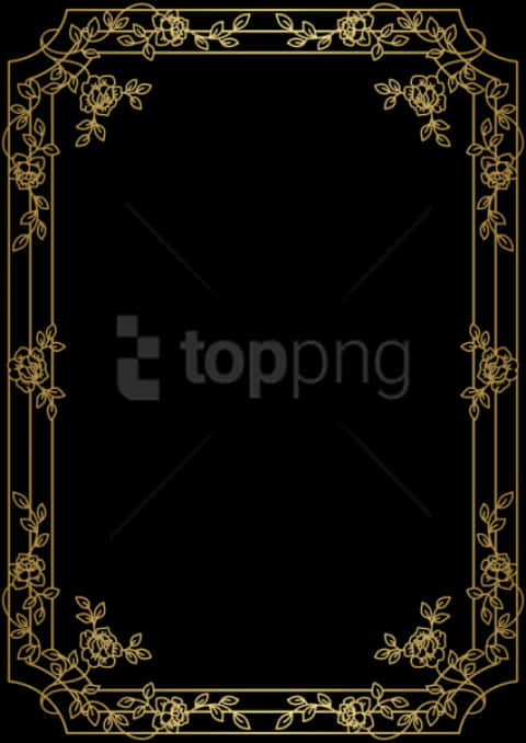 Elegant Floral Gold Frame PNG Image