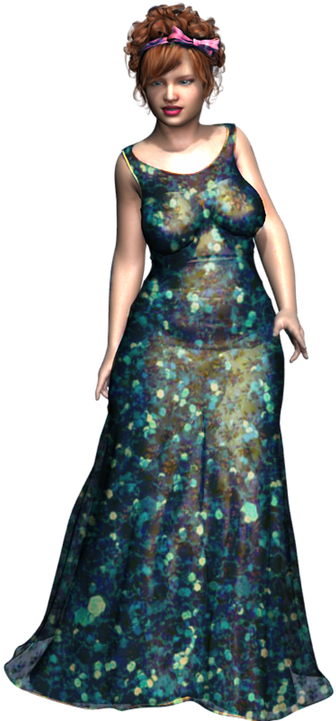 Elegant Floral Gown Model PNG Image