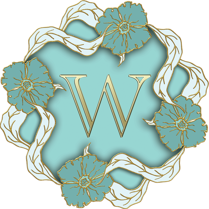 Elegant Floral Letter W Design PNG Image