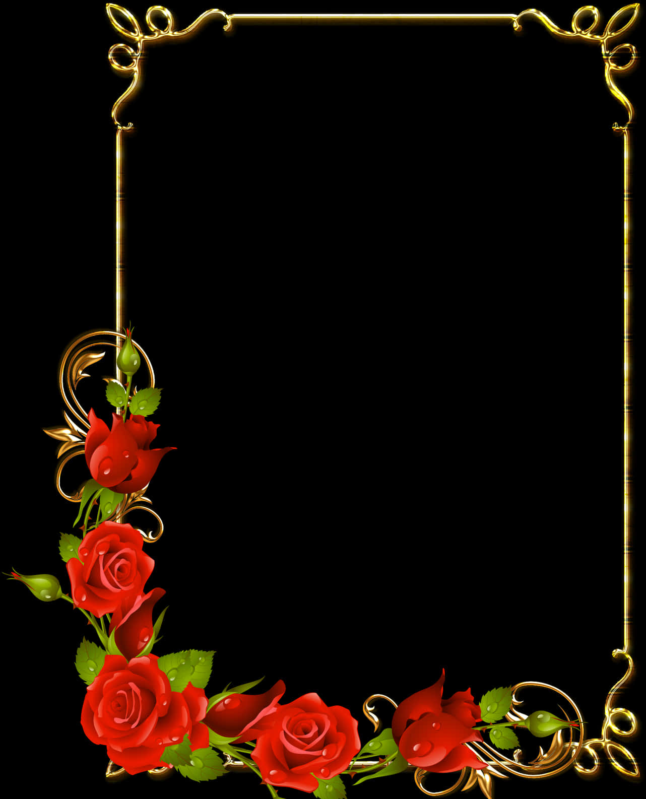 Elegant Floral Page Border PNG Image