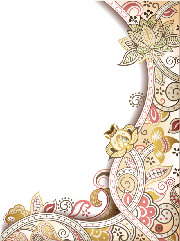 Elegant Floral Paisley Border Design PNG Image