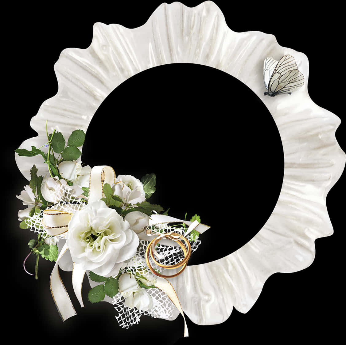 Elegant Floral Photo Frame PNG Image