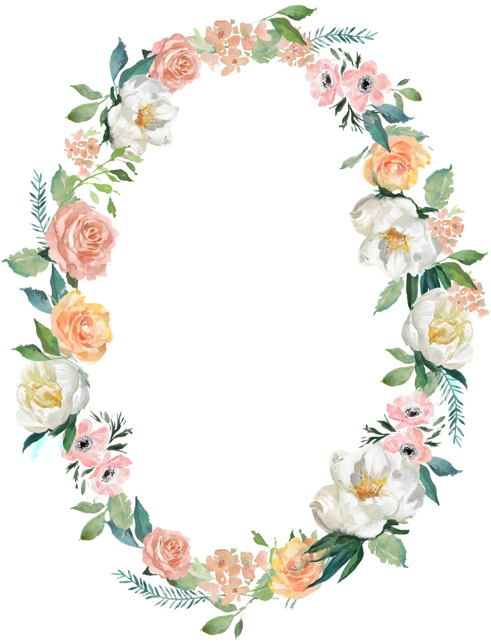 Elegant Floral Wreath Design PNG Image