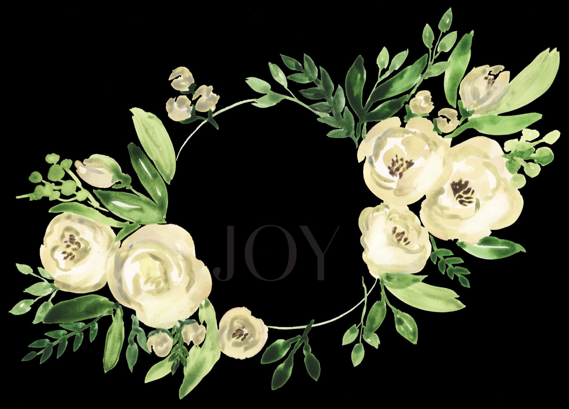 Elegant_ Floral_ Wreath_with_ Joy_ Text PNG Image