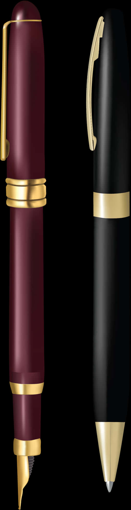 Elegant Fountainand Ballpoint Pens PNG Image