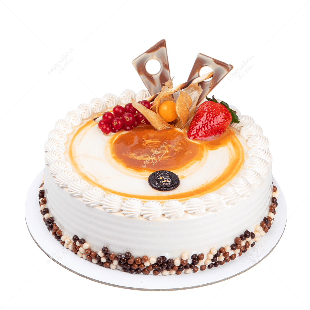 Elegant Fruit Garnished Cake PNG Image