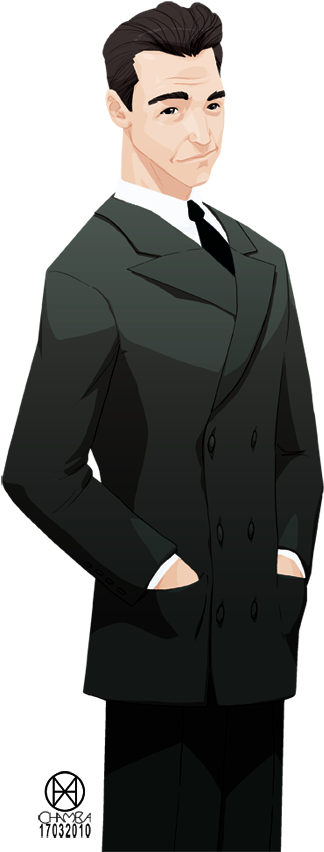 Elegant Gentleman Cartoon Character PNG Image