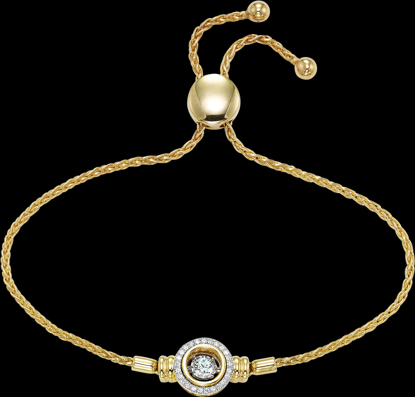 Elegant Gold Braceletwith Diamond Centerpiece PNG Image