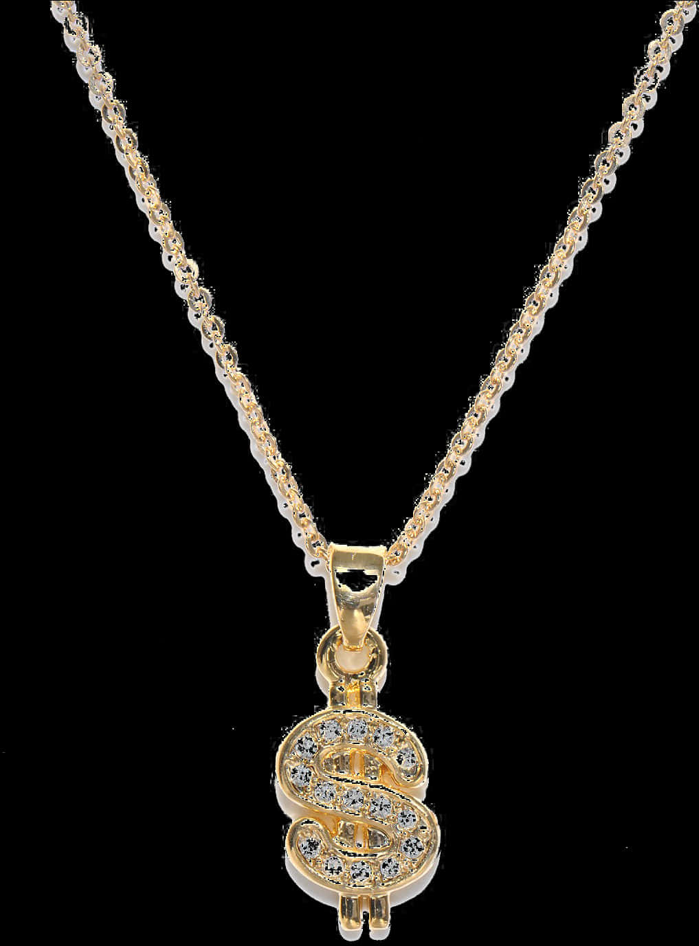 Elegant Gold Chainwith Diamond Pendant PNG Image