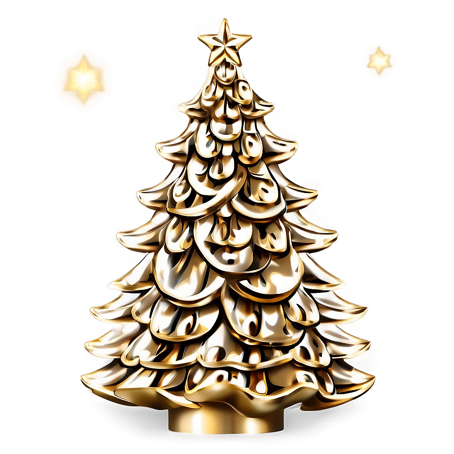 Elegant Gold Christmas Tree Aesthetic Png Jju36 PNG Image