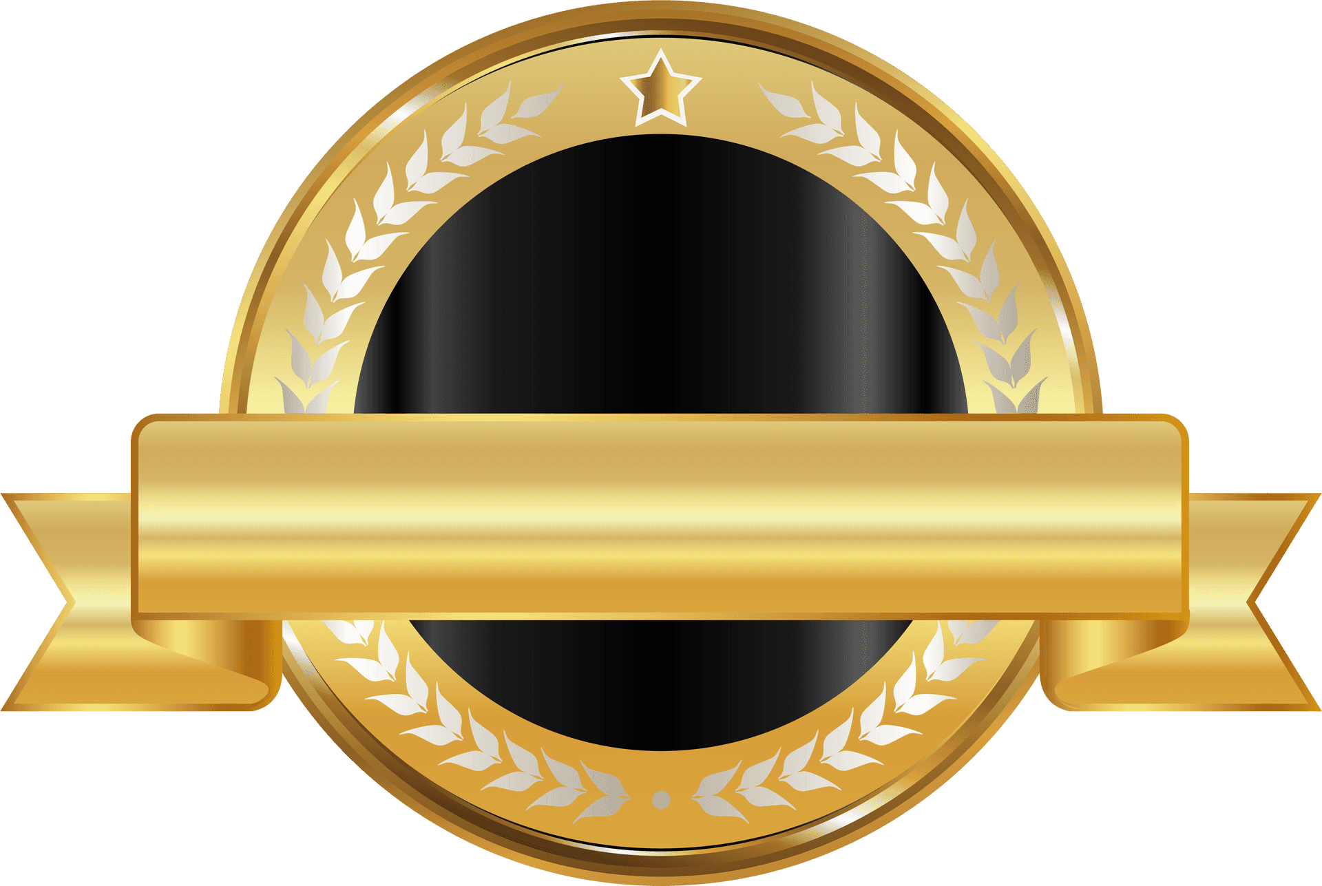 Elegant Gold Circle Badge Design PNG Image