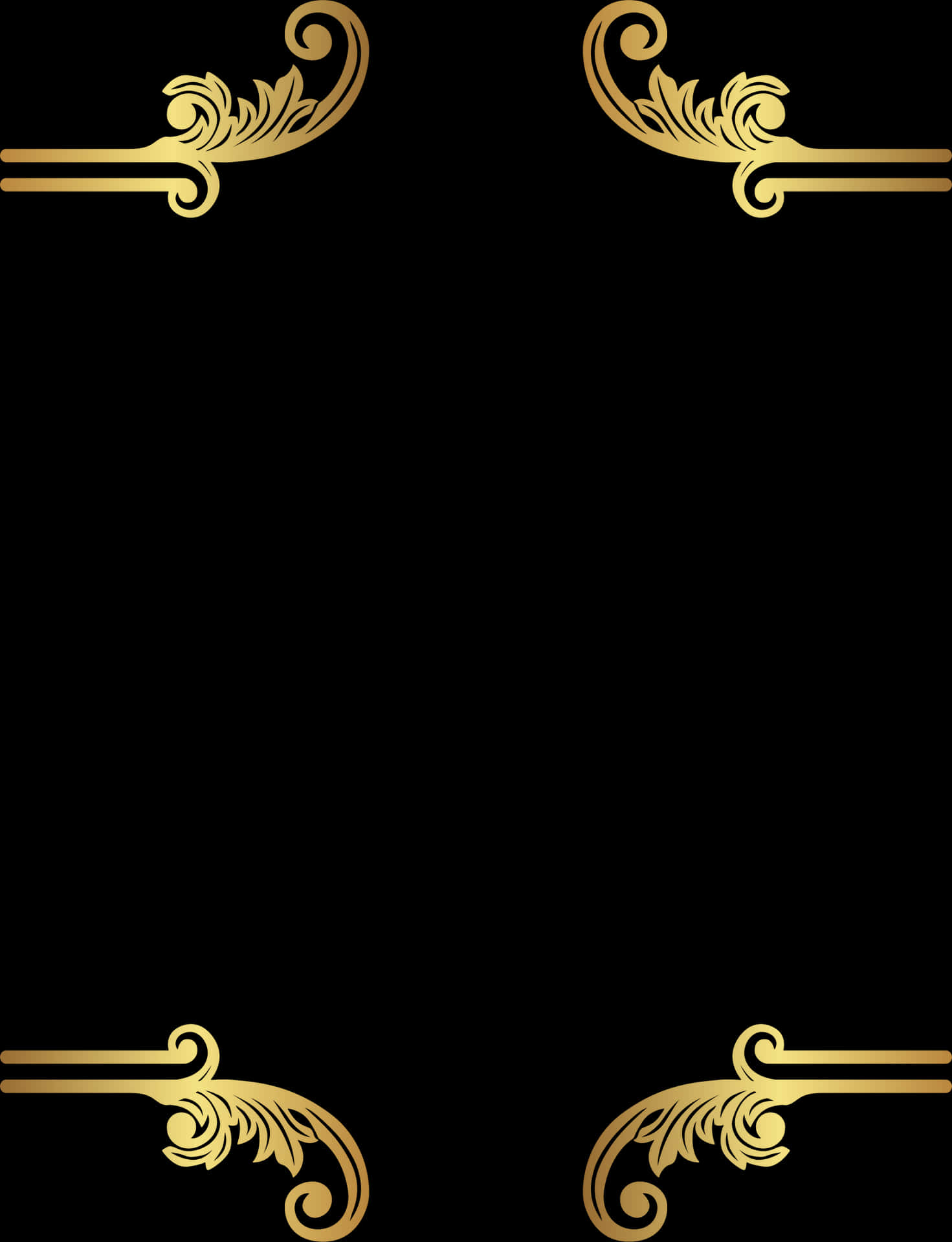 Elegant Gold Corner Borders PNG Image