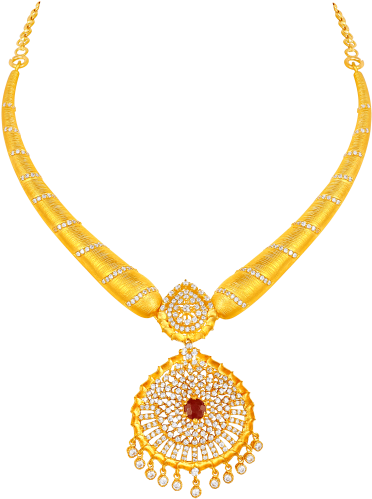 Elegant Gold Diamond Necklace Design PNG Image