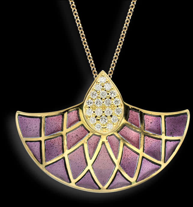 Elegant Gold Diamond Pendant Design PNG Image