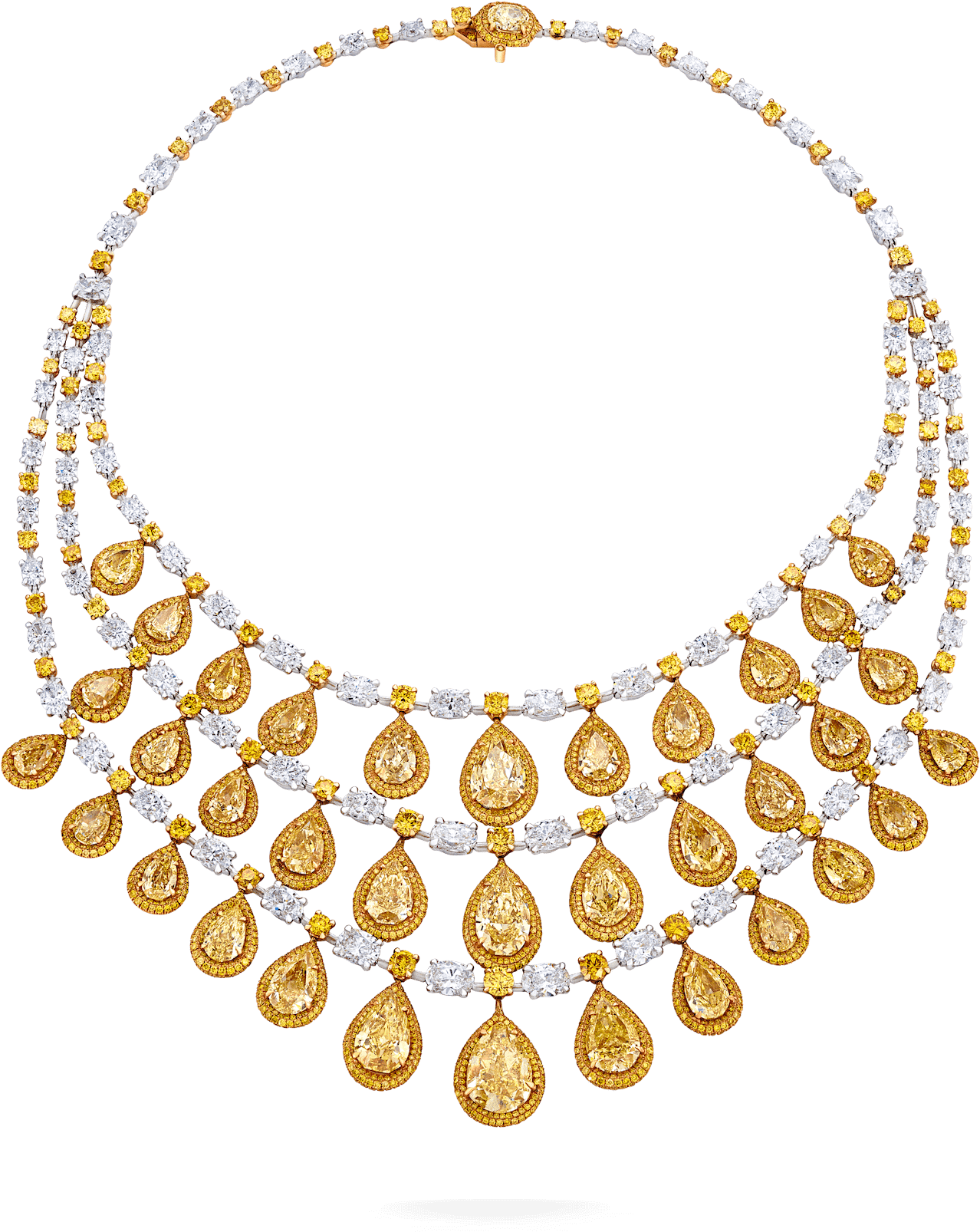 Elegant Gold Diamond Teardrop Necklace PNG Image