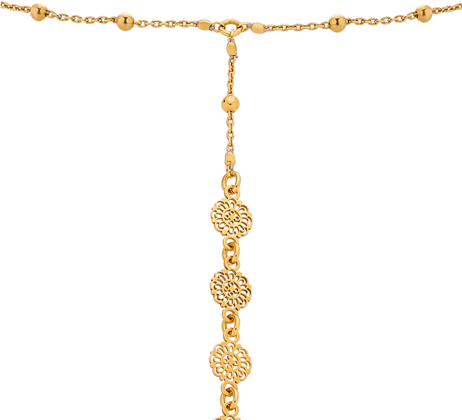 Elegant Gold Floral Necklace Chain PNG Image