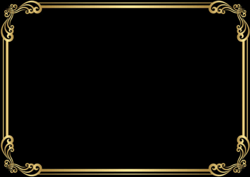 Elegant Gold Frameon Black Background PNG Image