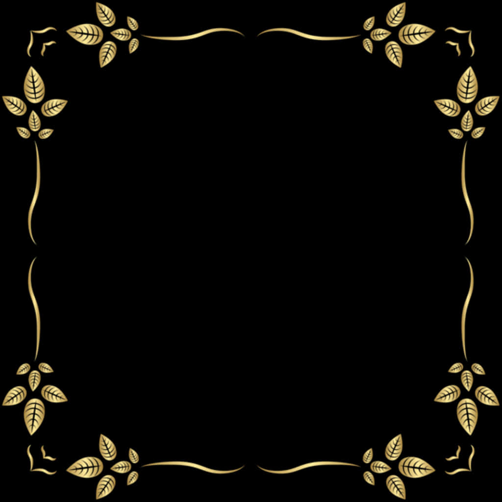 Elegant Gold Leaf Design Border PNG Image