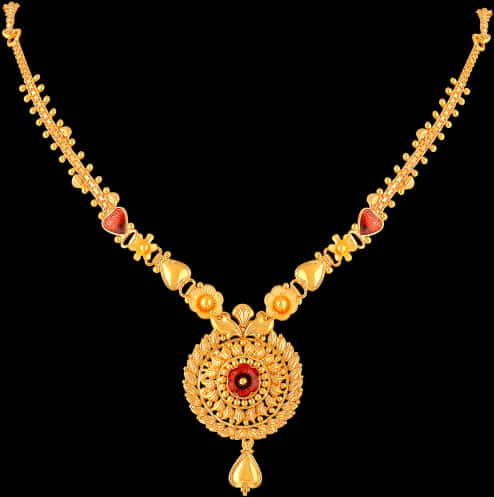 Elegant Gold Necklace Design PNG Image