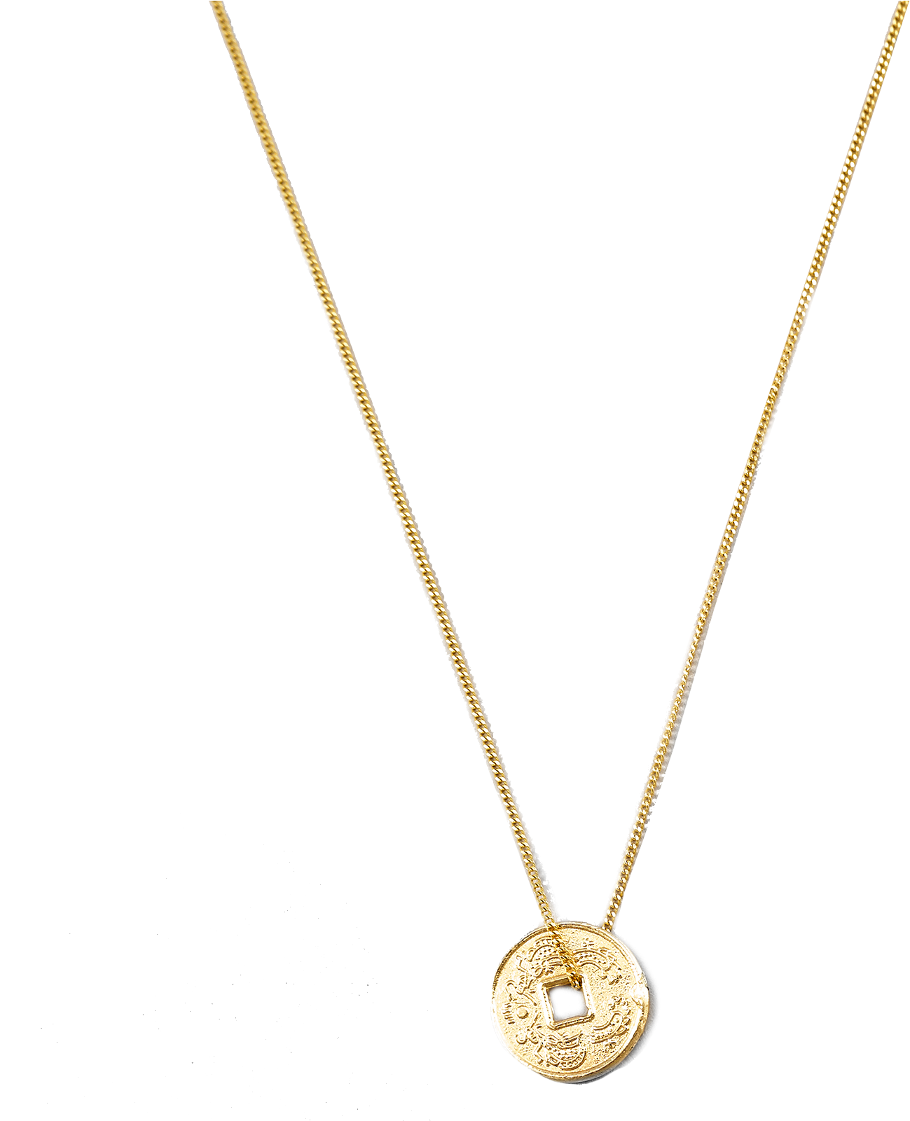 Elegant Gold Pendant Necklace PNG Image