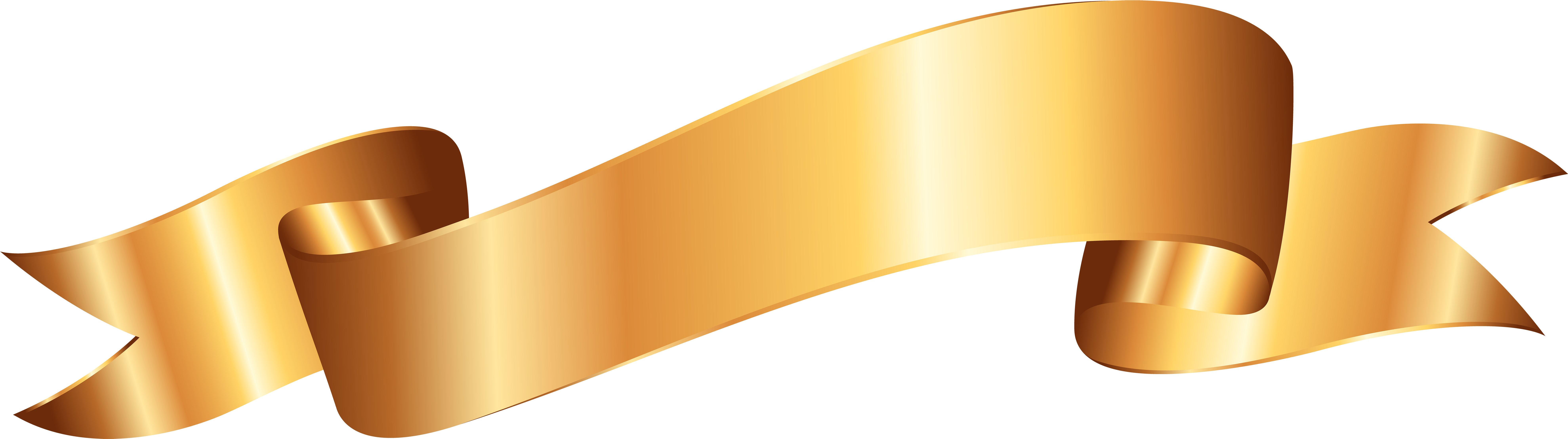 Elegant Gold Ribbon Banner PNG Image