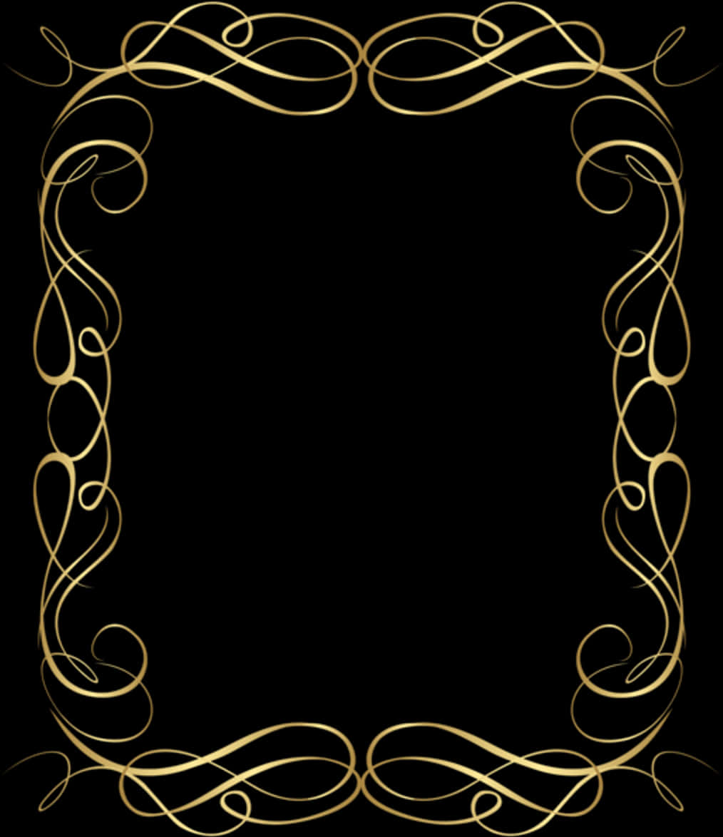 Elegant Gold Scroll Frame PNG Image