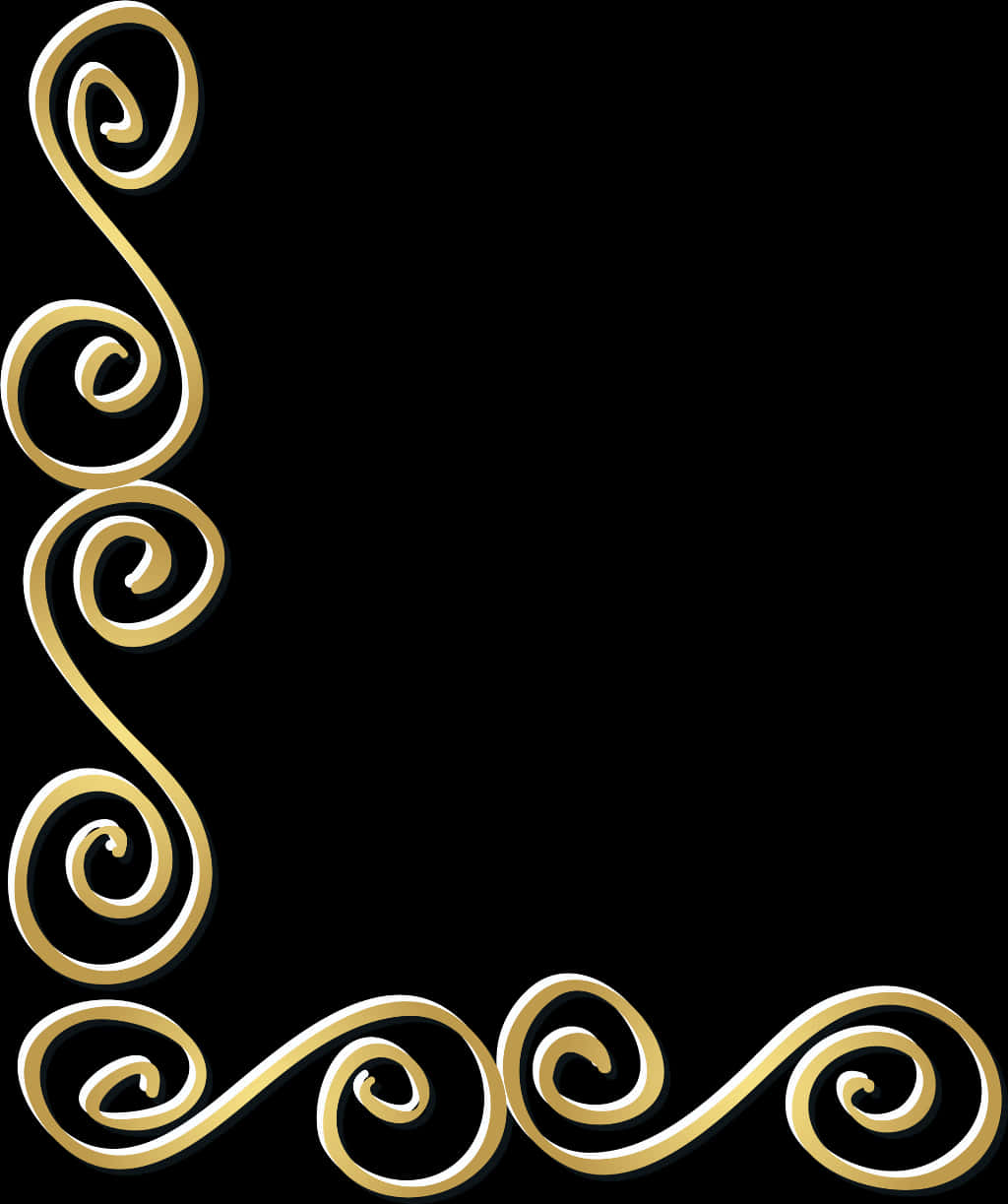 Elegant Gold Swirls Border Design PNG Image