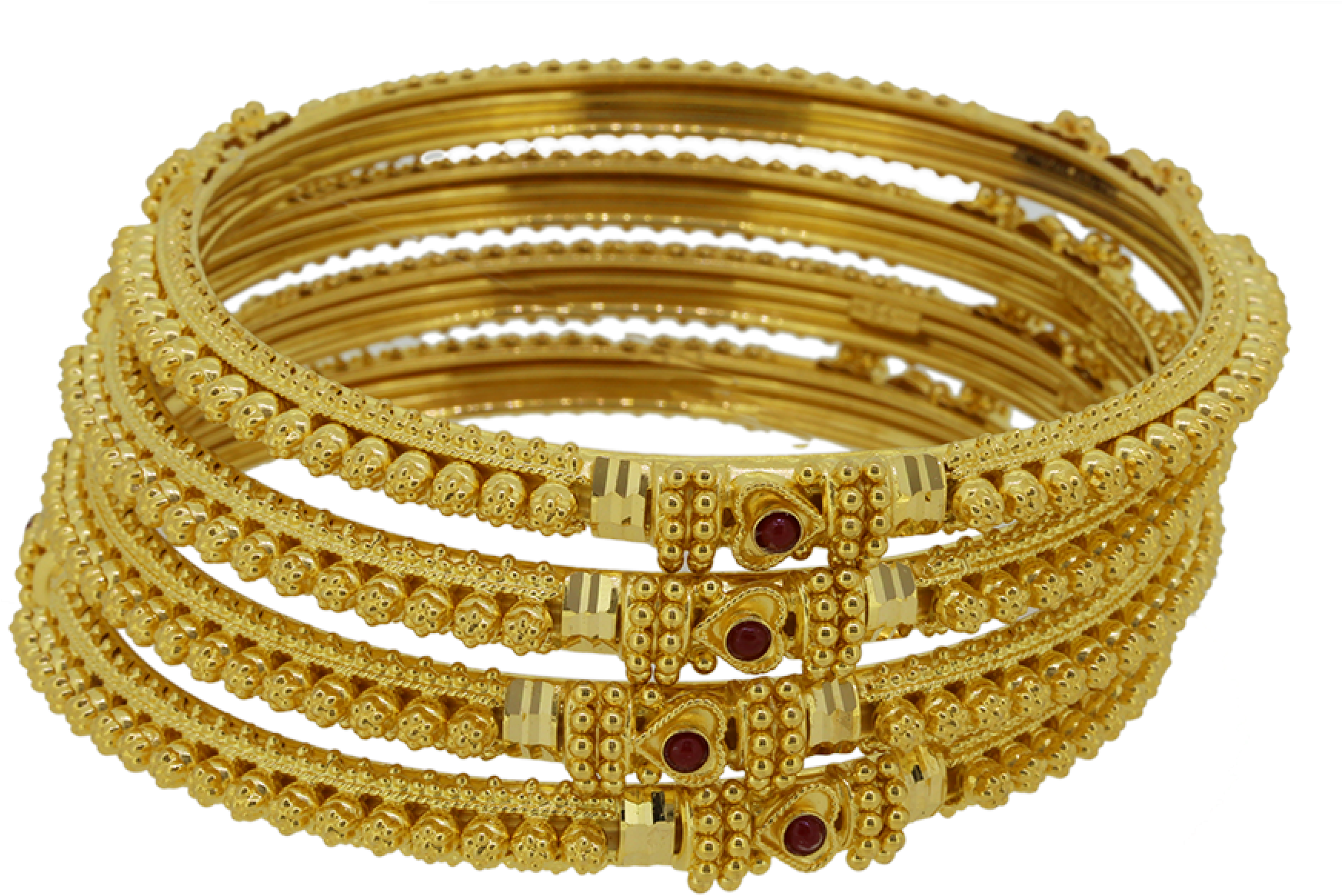 Elegant Gold Tone Bangle Set PNG Image