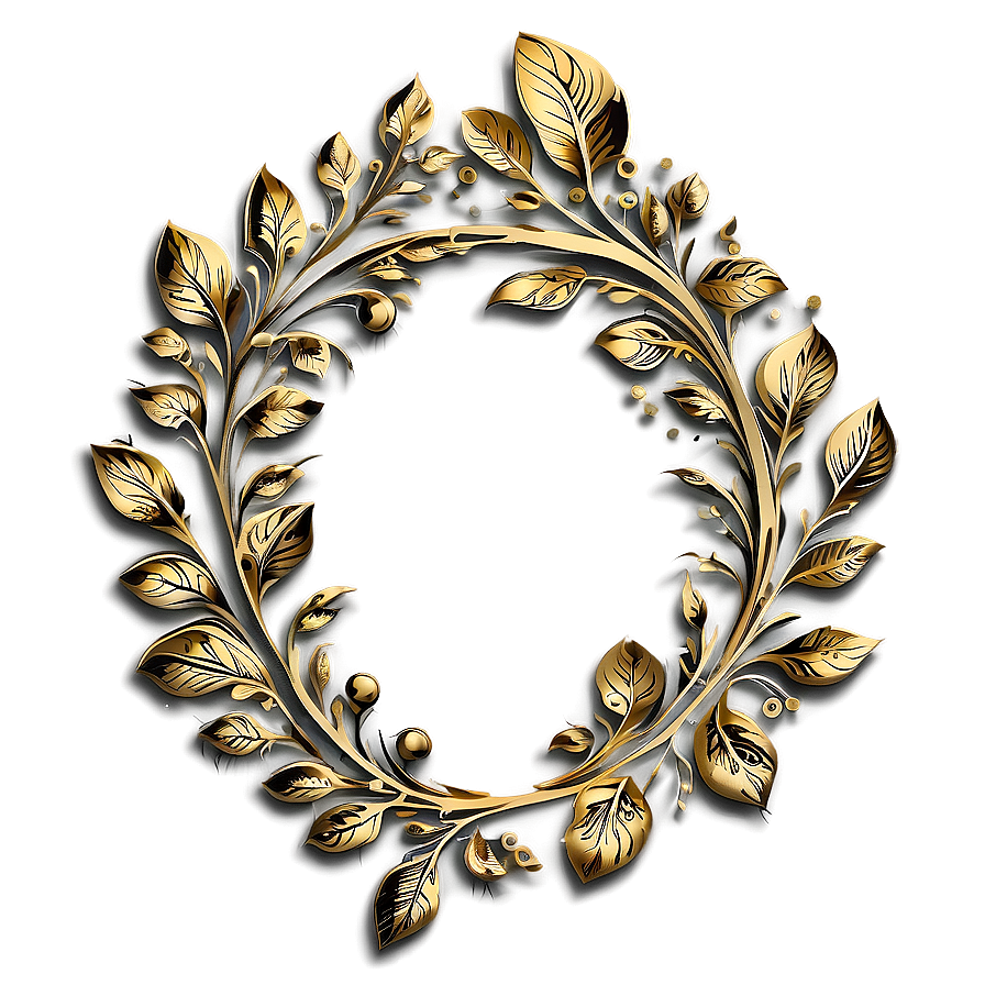 Elegant Gold Wreath Design Png 05242024 PNG Image