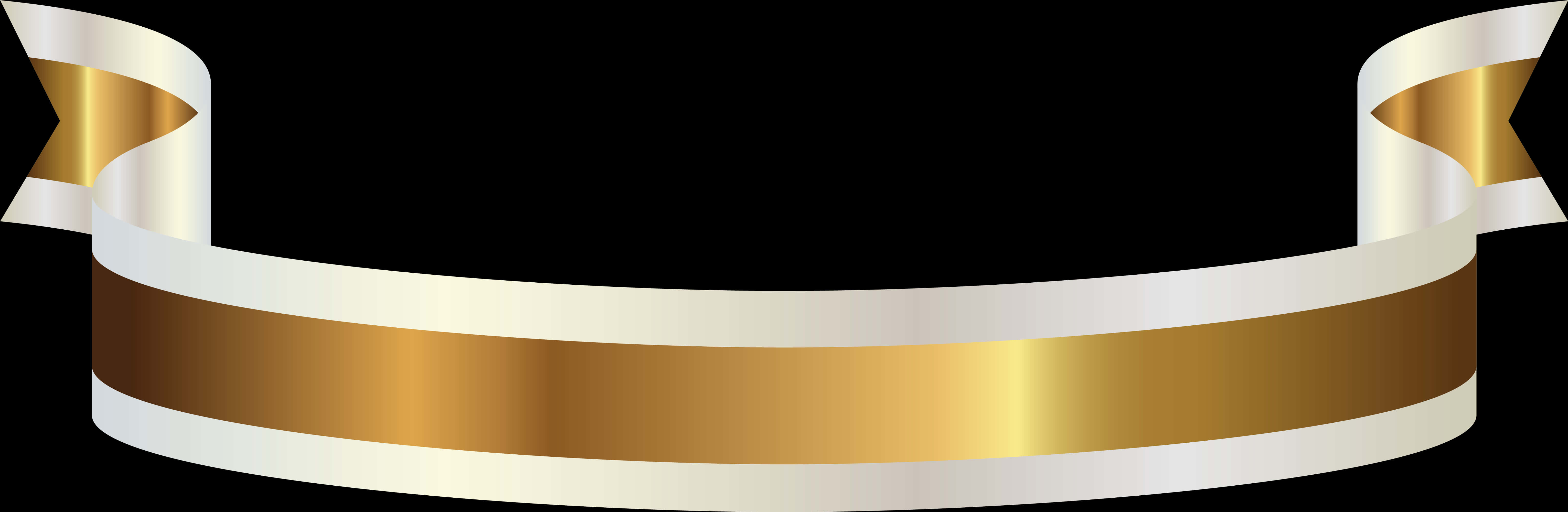 Elegant Goldand White Ribbon Banner PNG Image