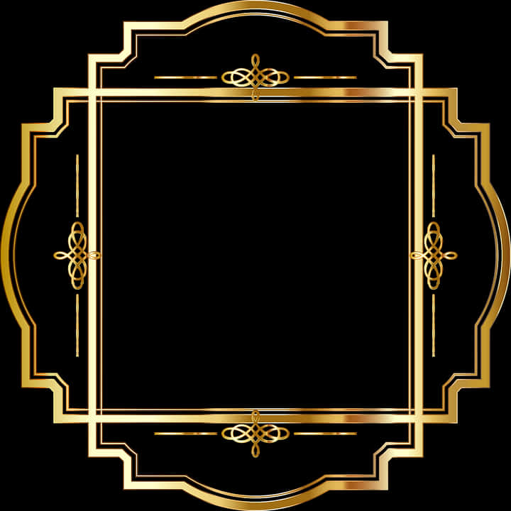 Elegant Golden Art Deco Frame PNG Image