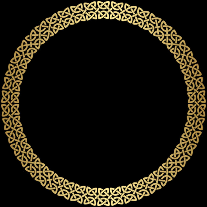 Elegant Golden Celtic Knot Border PNG Image