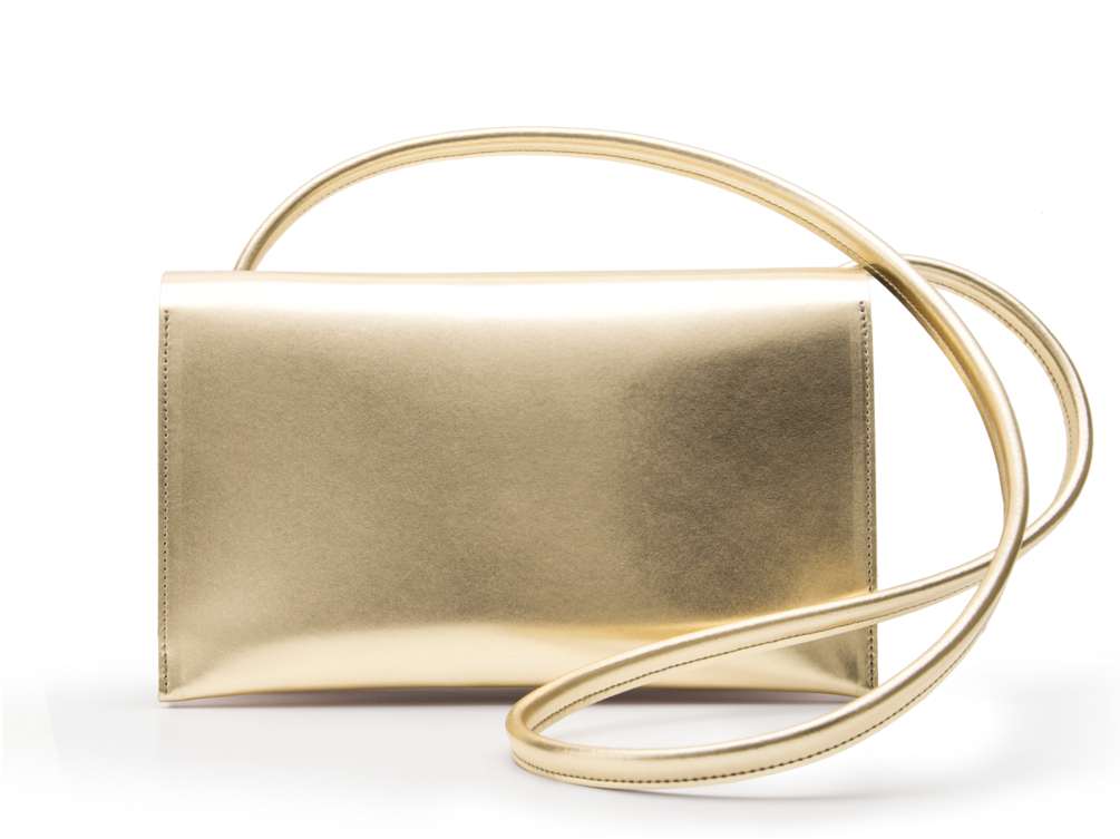 Elegant Golden Clutch Bag PNG Image