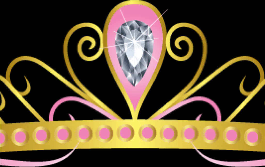 Elegant Golden Crownwith Pink Gemstone PNG Image