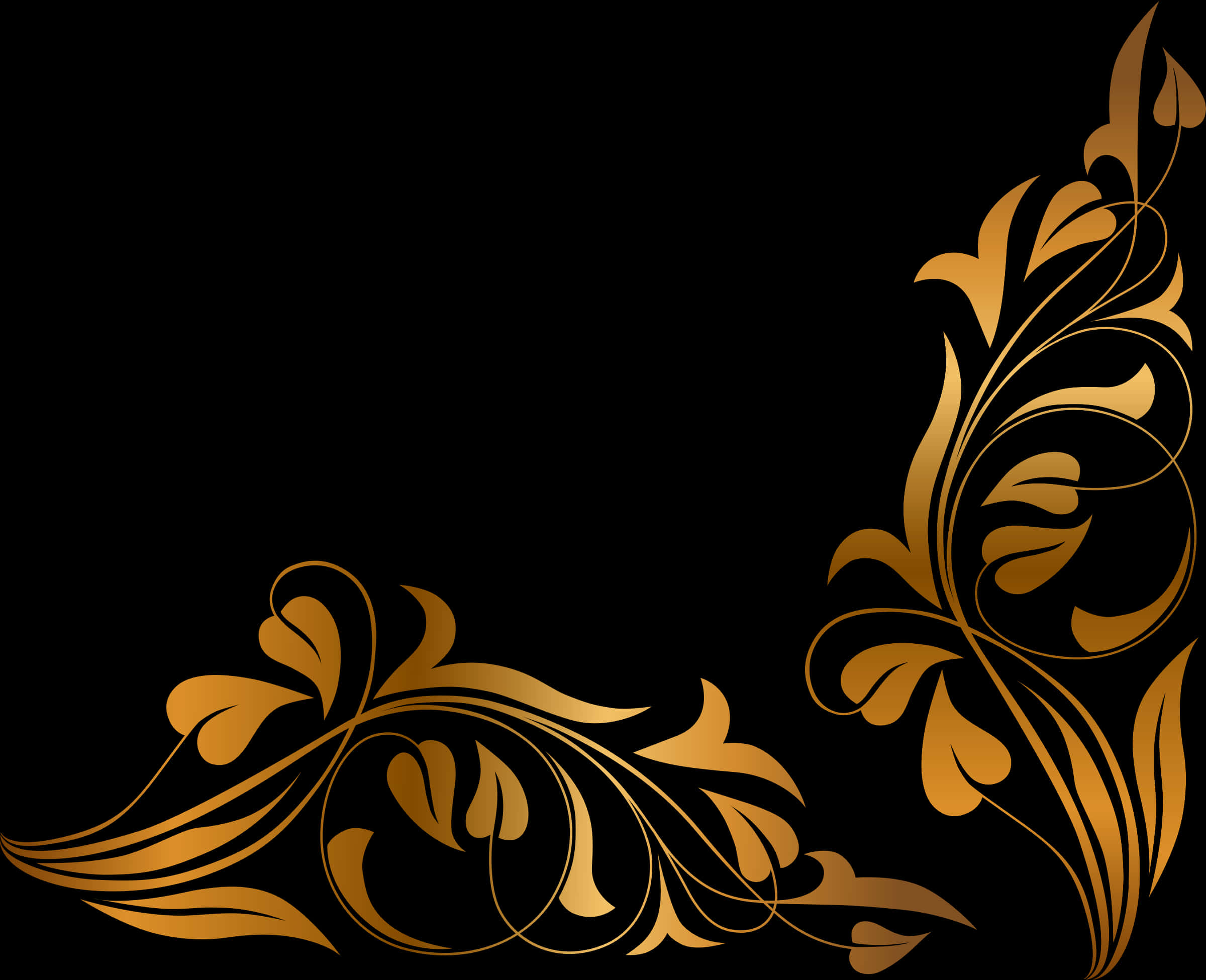 Elegant_ Golden_ Floral_ Border_ Design PNG Image