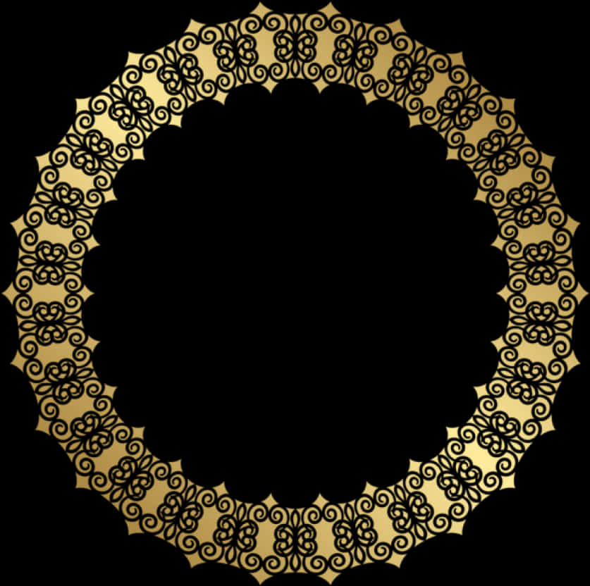 Elegant Golden Floral Border PNG Image