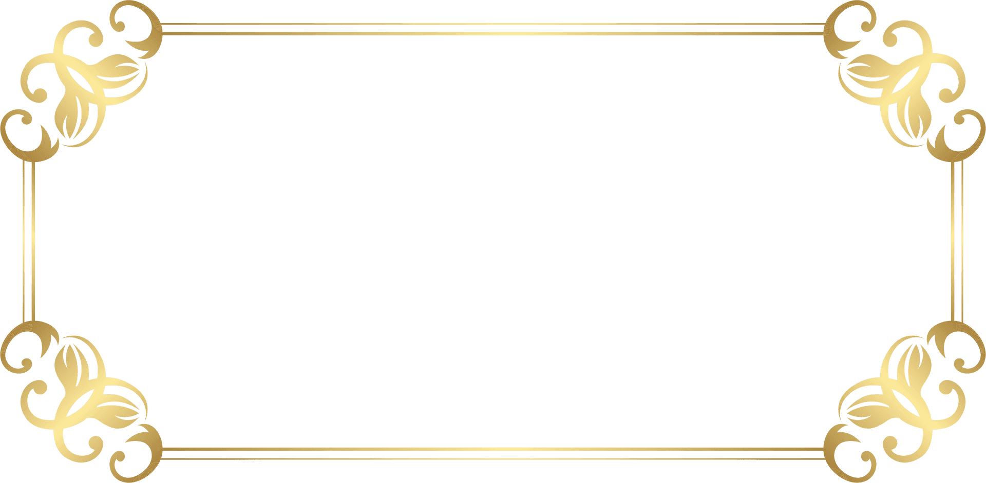 Elegant Golden Floral Frame PNG Image