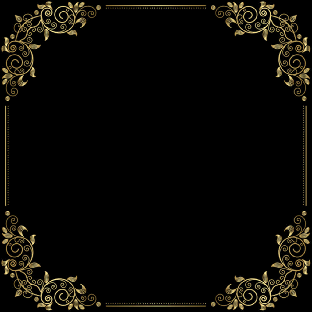 Elegant Golden Floral Frame PNG Image