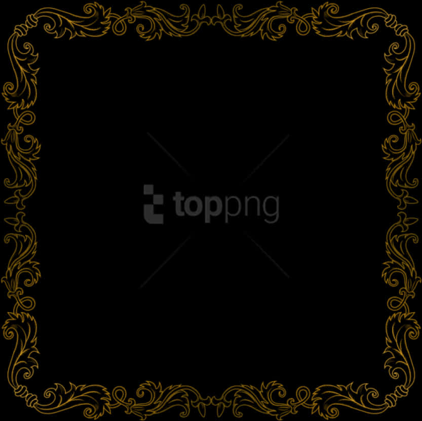 Elegant Golden Floral Frame PNG Image