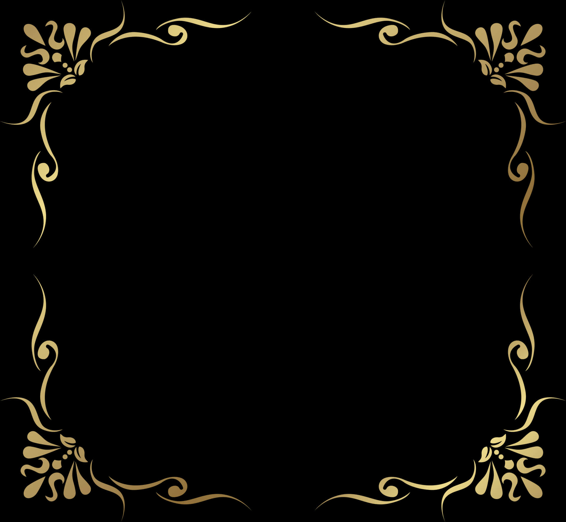 Elegant Golden Floral Frame PNG Image