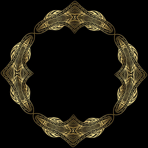 Elegant Golden Floral Frame PNG Image