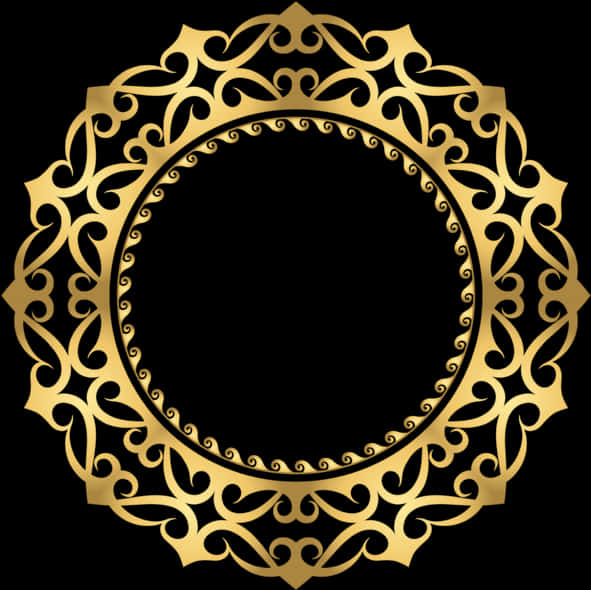 Elegant Golden Floral Frame PNG Image