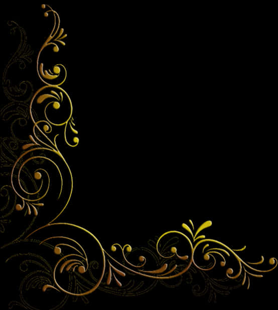 Elegant Golden Floral Wedding Border PNG Image