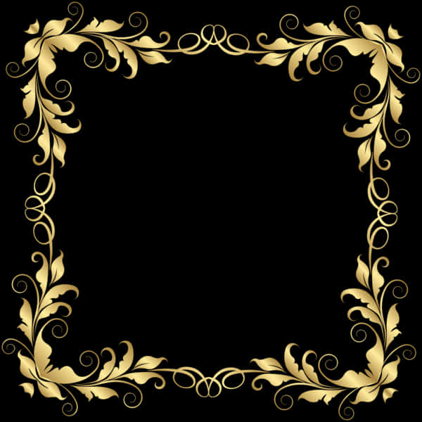 Elegant Golden Floral Wedding Frame PNG Image