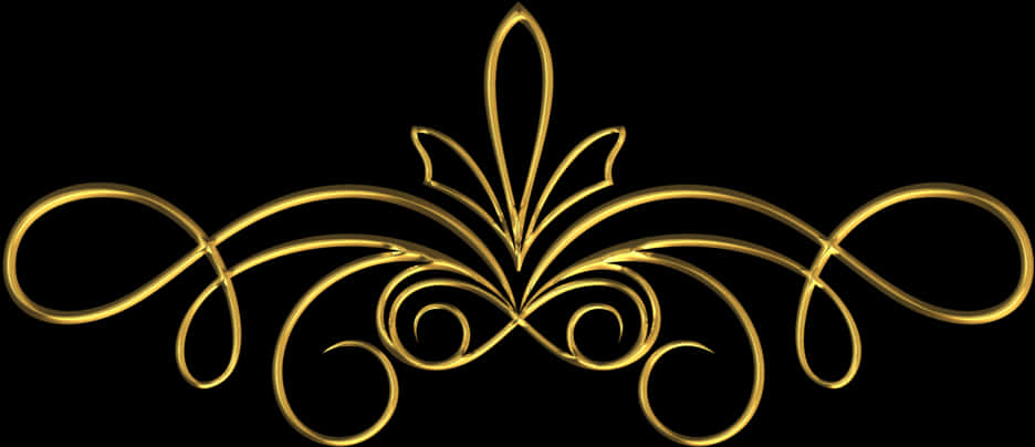 Elegant Golden Flourish Border PNG Image