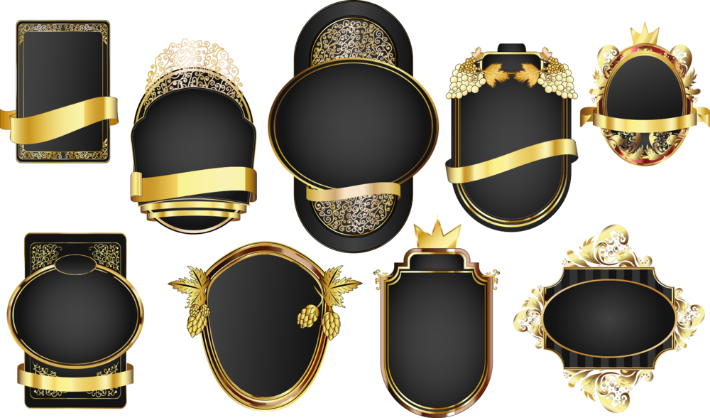 Elegant Golden Frames Collection PNG Image