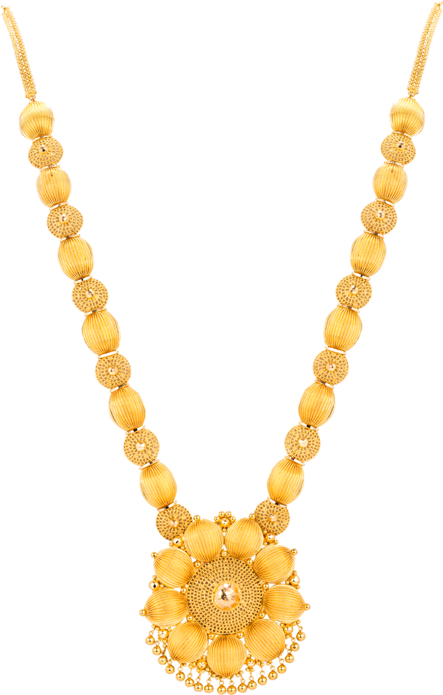 Elegant Golden Orb Necklace PNG Image