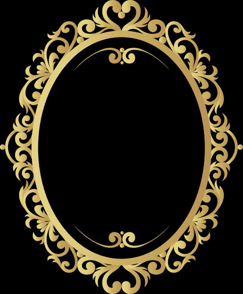 Elegant Golden Oval Frame PNG Image