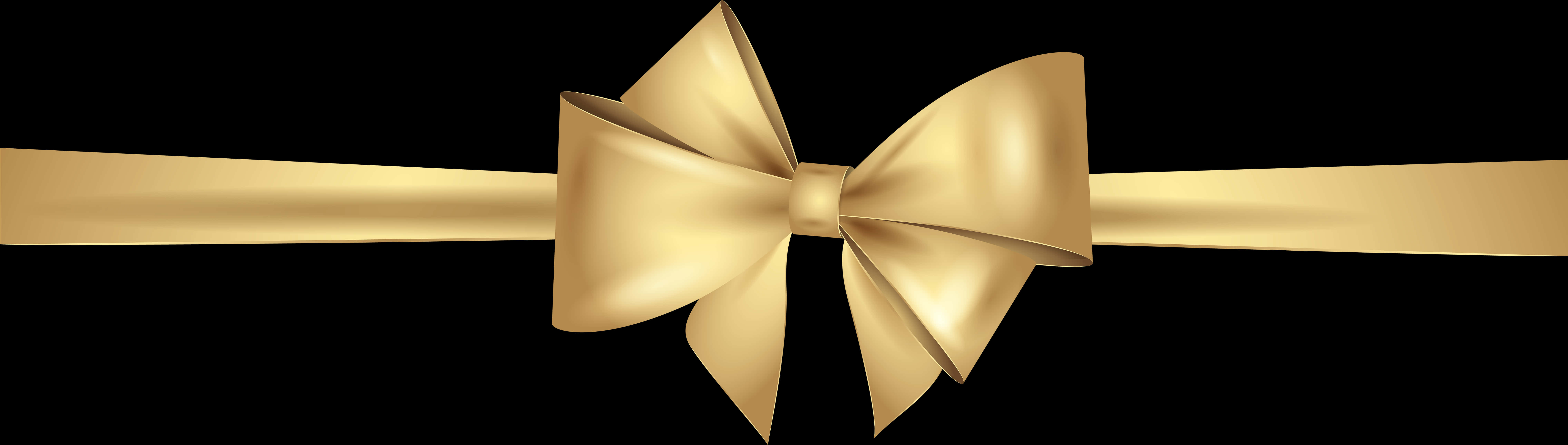 Elegant Golden Ribbon Bow PNG Image